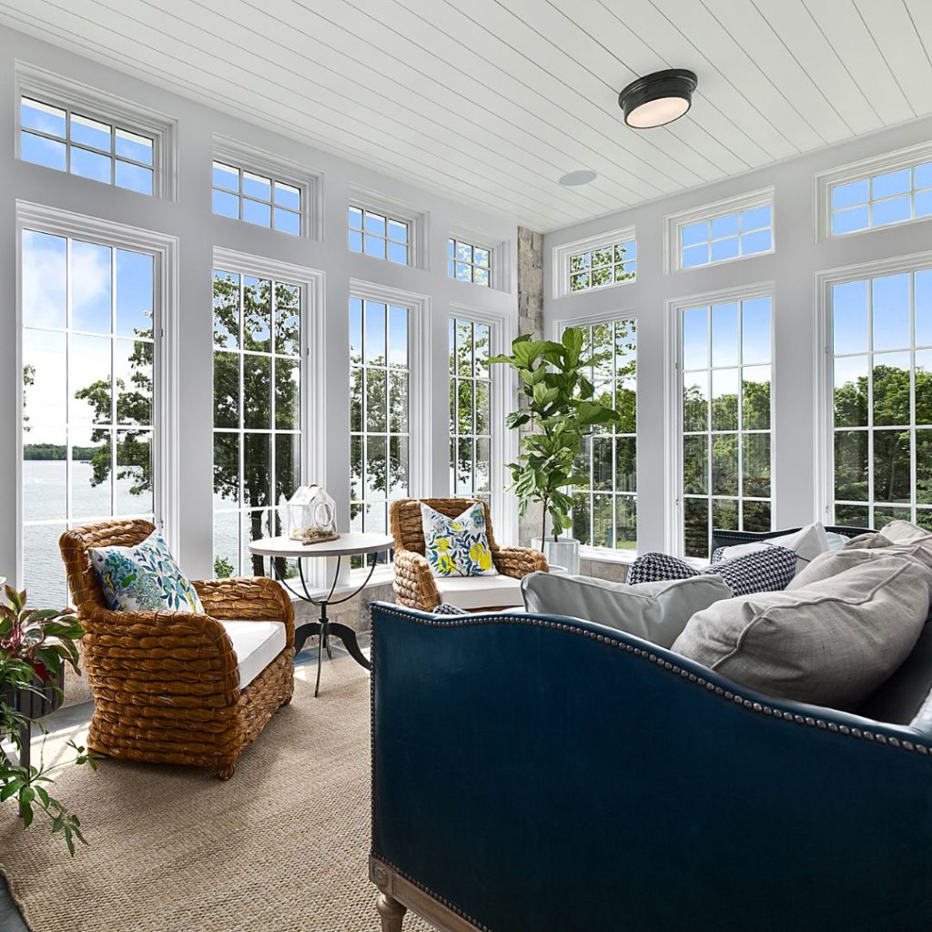 Clean and organized sunroom